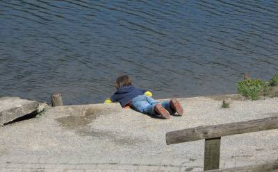 kid at lake